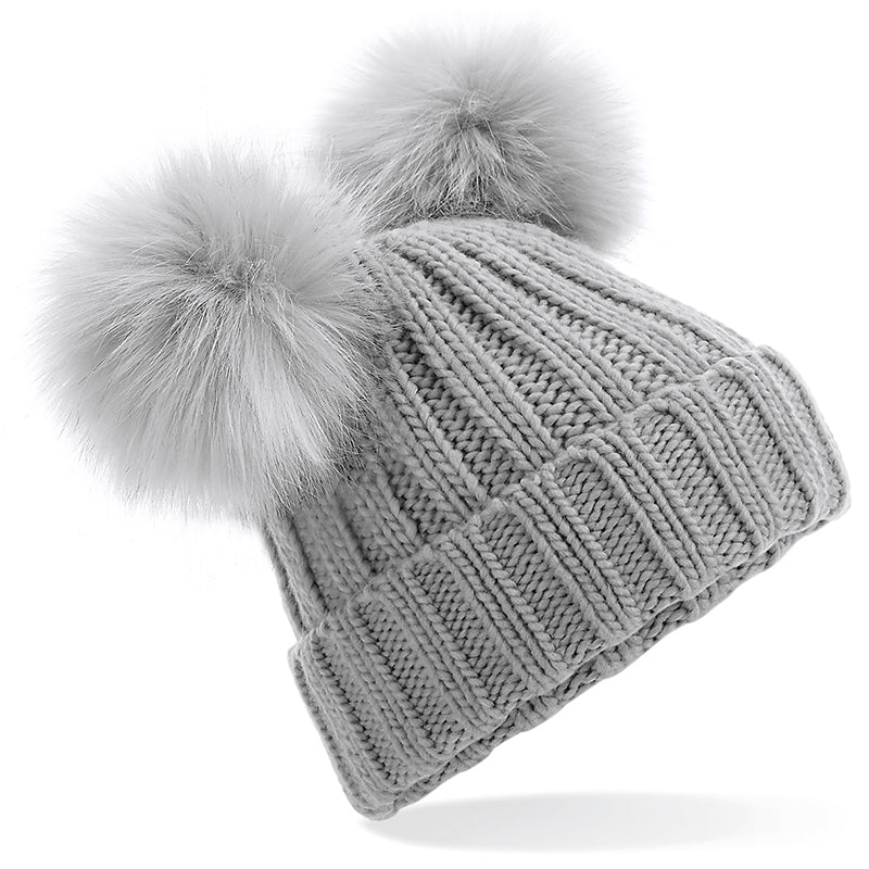 beaubonnet.com bonnet double pompon gris
